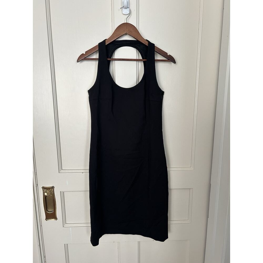 Akris Punto Halter Knee Length Sheath Dress Womens Size 6 Black Sexy Career